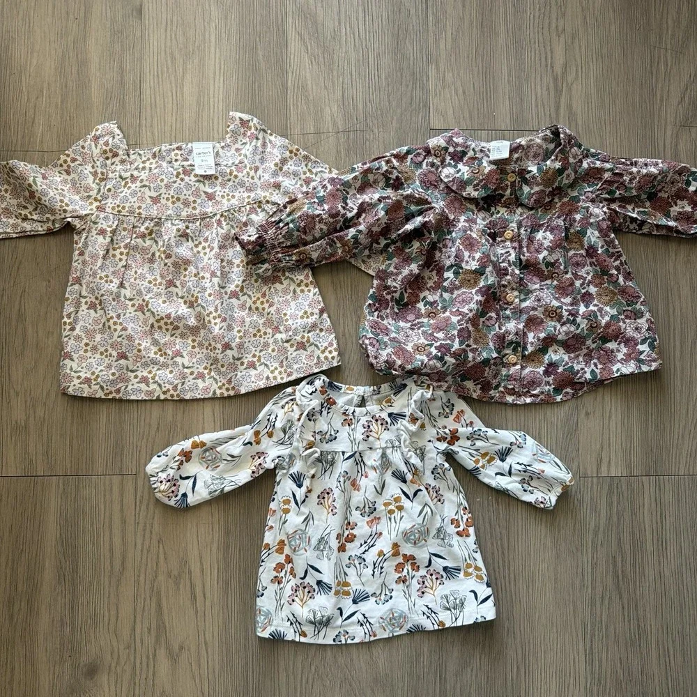 Carter's Other Brands Lot 9 Piece 6-9 Months Girl Clothes Sleepers Bodysuits Top